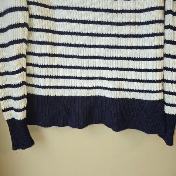 J Crew Wool Blend Turtleneck Sweater Striped Preppy Nautical Classic Size M - Picture 7 of 9